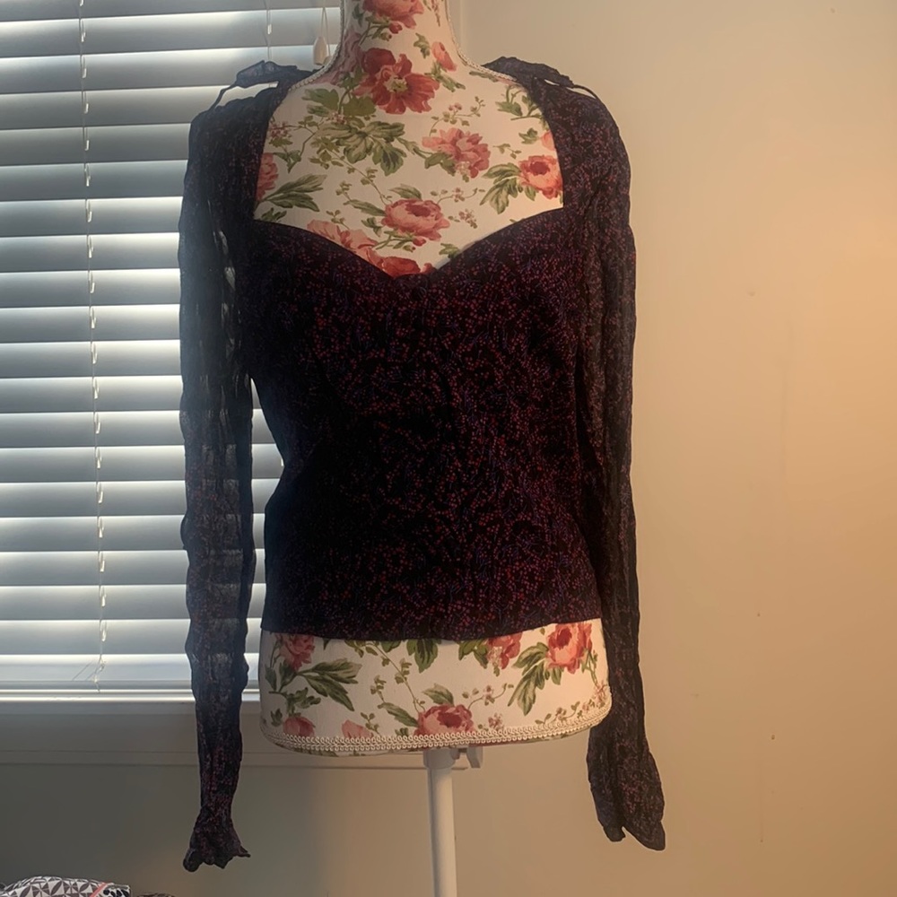 Purple floral blouse
